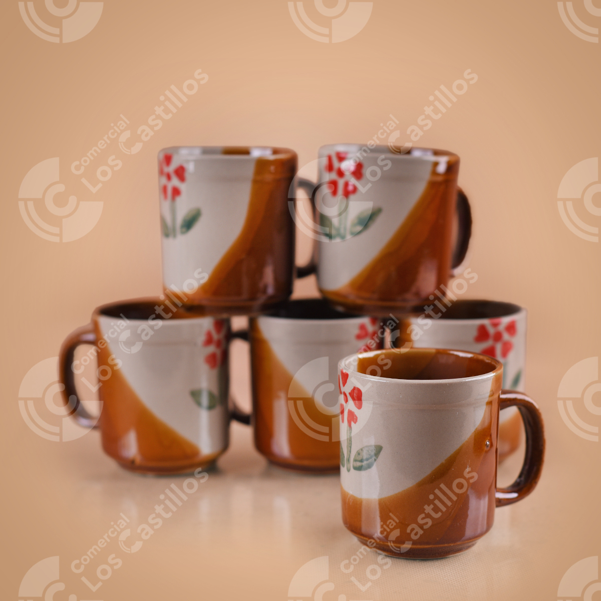 22003362 Set De Tazas Marrón Pozuelo 6 Piezas - Comercial Los Castillos