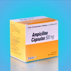 Ampicilina 500mg - Antibiótico de Amplio Espectro (100 Cápsulas)