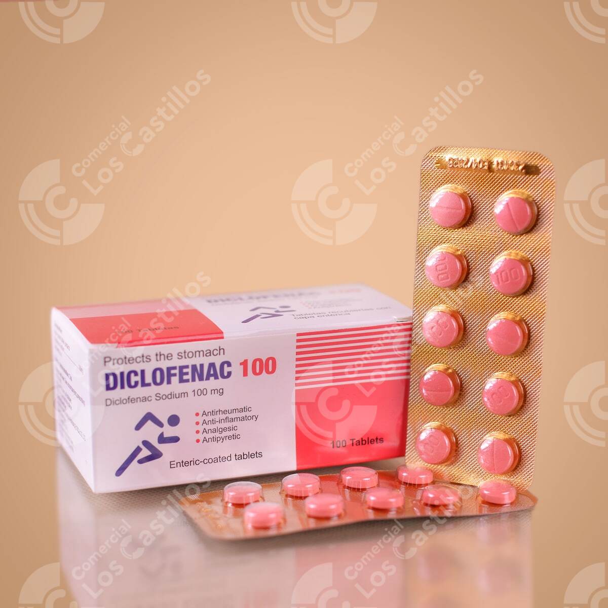 00094_0 Diclofenac 100mg - Alivio del dolor e inflamación (100 tabletas) - Comercial Los Castillos