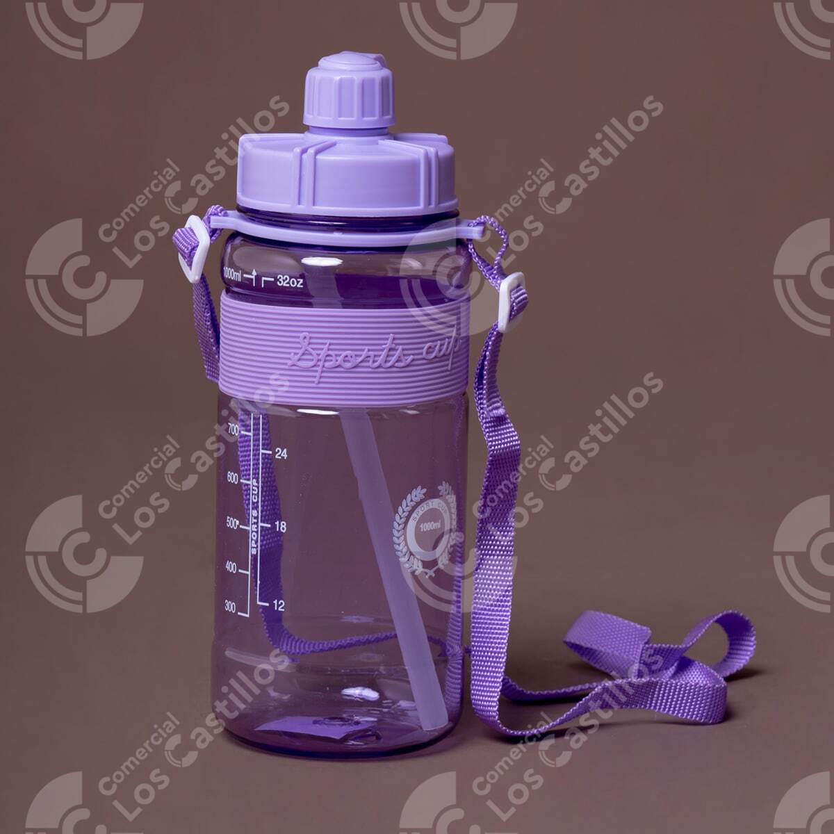 001465_0 Botella Plástica 700Ml Morada Con Popote - Comercial Los Castillos