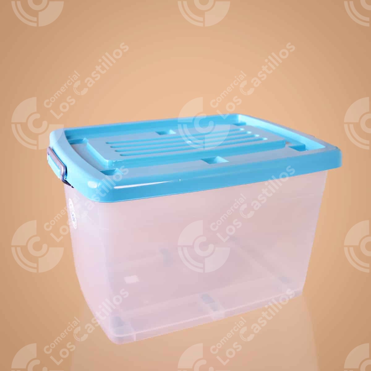 Caja Multiuso Plástica 45L Transparente Azul