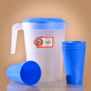 Duralon Juego de Jarra 2.5 L con 4 Vasos Plástico