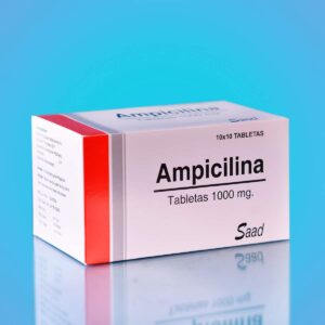Ampicilina 1000mg - Antibiótico de Amplio Espectro (Caja de 10x10 Tabletas)