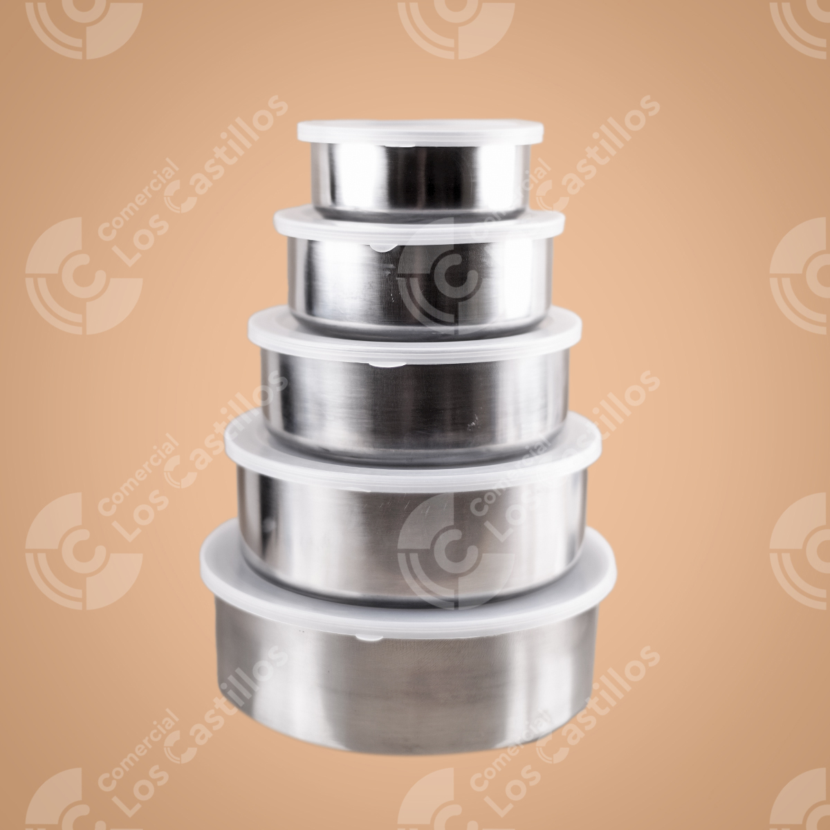 002510_0 Set Cantinas Acero Inoxidable Con Tapas Herméticas - Comercial Los Castillos