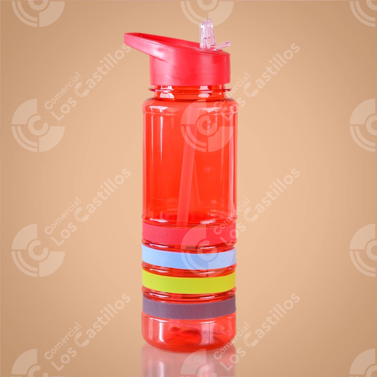 Botella Plástica 650ml Tapa Roja