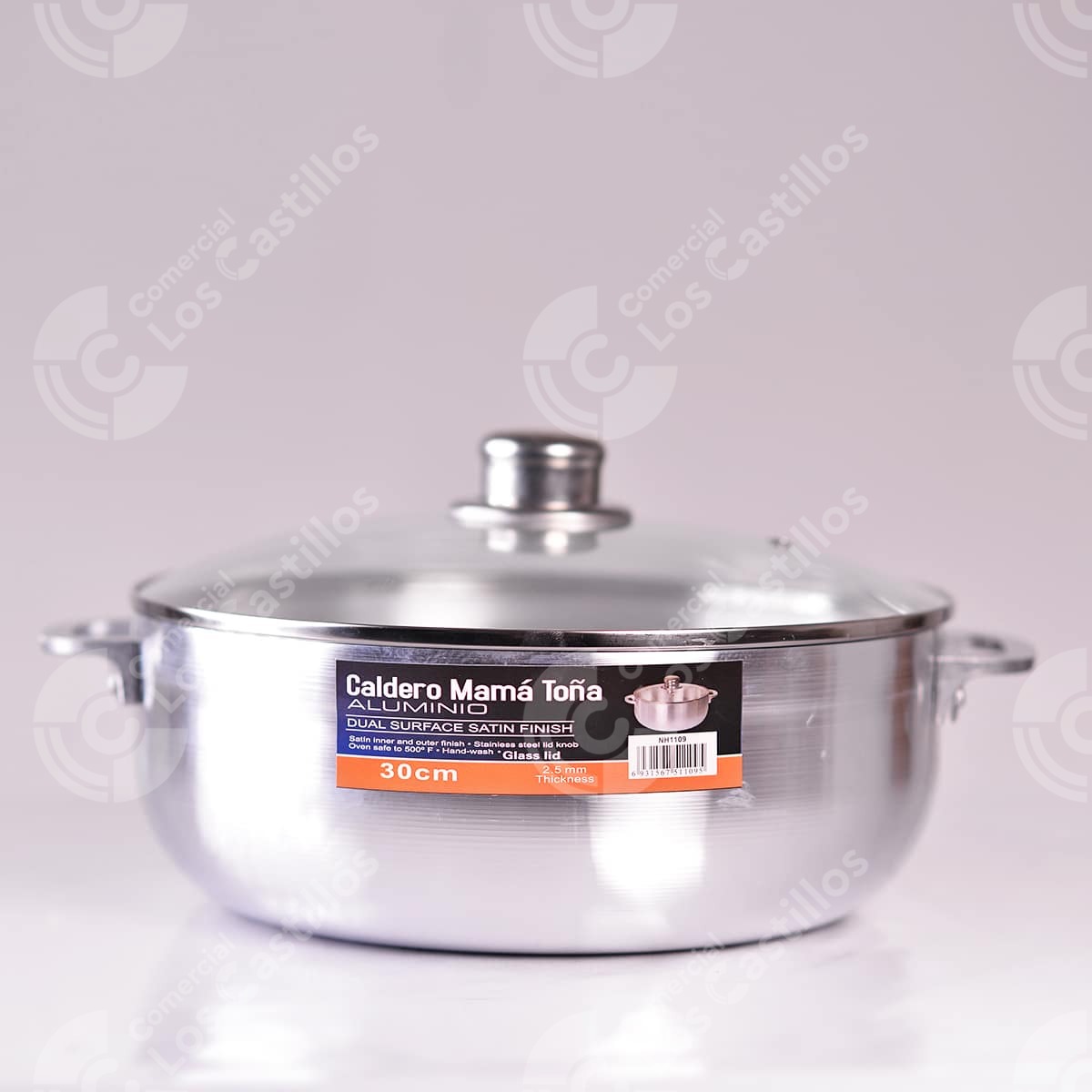 22001498_0 Caldero Aluminio Tapa Cristal 30Cm - Comercial Los Castillos