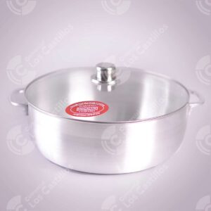 Caldero Aluminio 38cm con Tapa Cristal