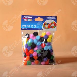 Pompones 1.5cm Multicolor 100 Unidades