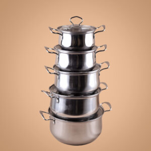 Set de Ollas de Acero Inoxidable 5 Piezas