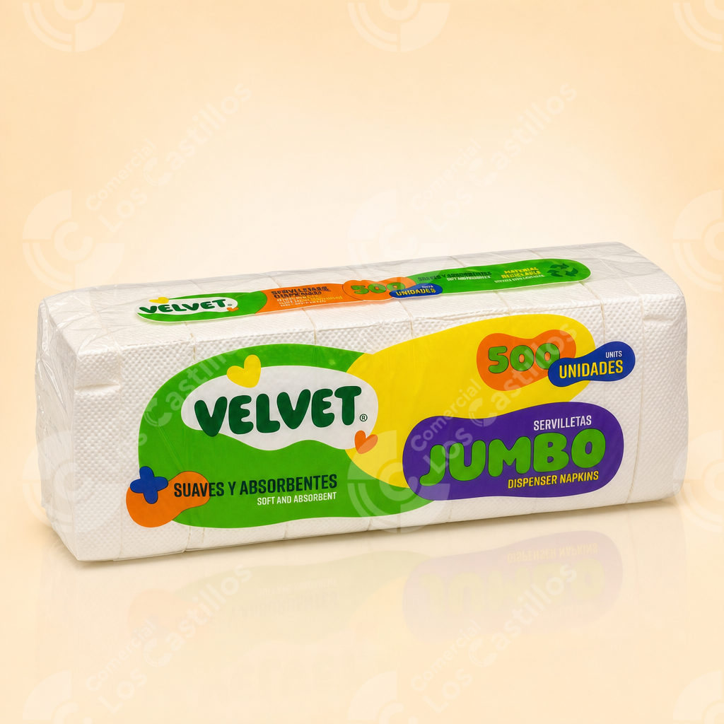 270418_0 Velvet Servilletas Jumbo Dispenser 500 Unidades - Comercial Los Castillos