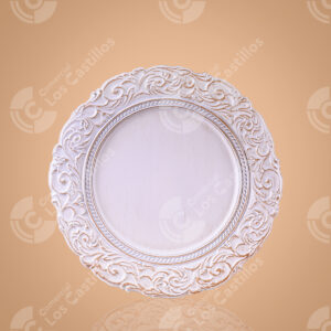 Plato Decorativo Cerámica Diseño Floral Azul