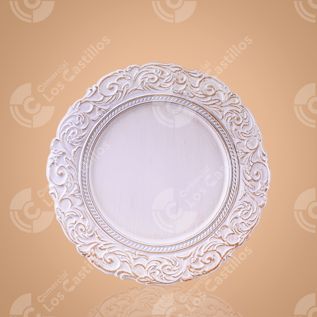 001830_0 Plato Decorativo Cerámica Diseño Floral Azul - Comercial Los Castillos