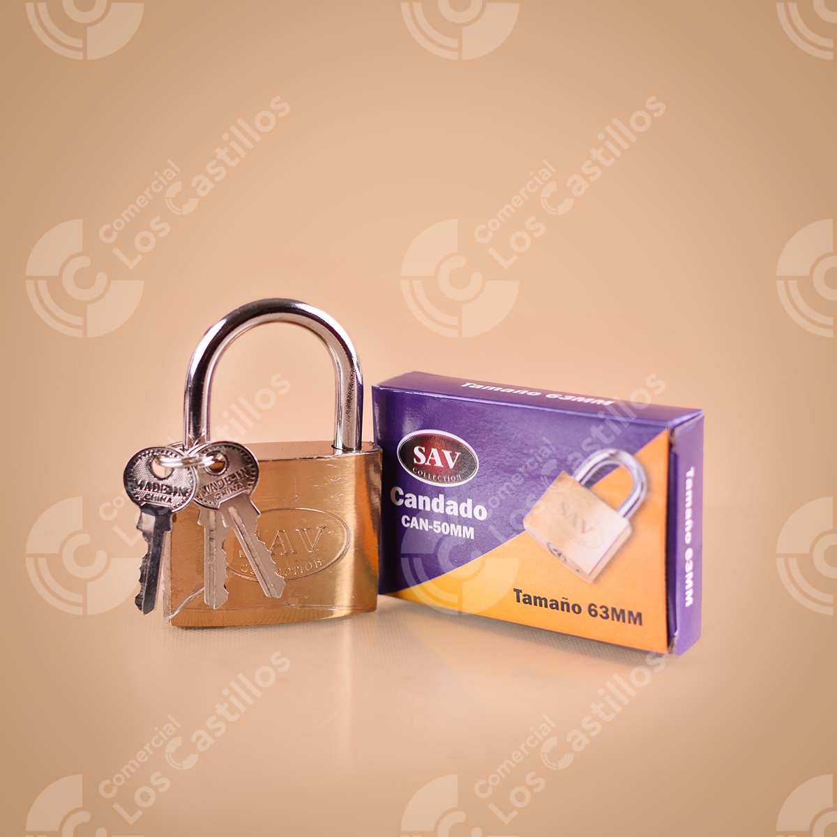 00273_0 Sav Candado Amarillo/Gris 63Mm - Comercial Los Castillos