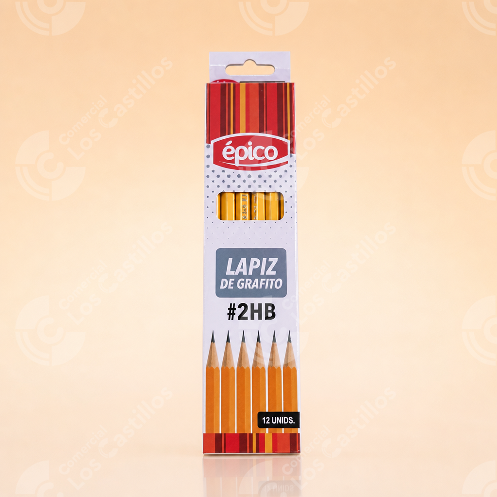 100089_0 Épico Lápiz De Grafito Amarillo #2Hb Caja 12 Unidades - Comercial Los Castillos