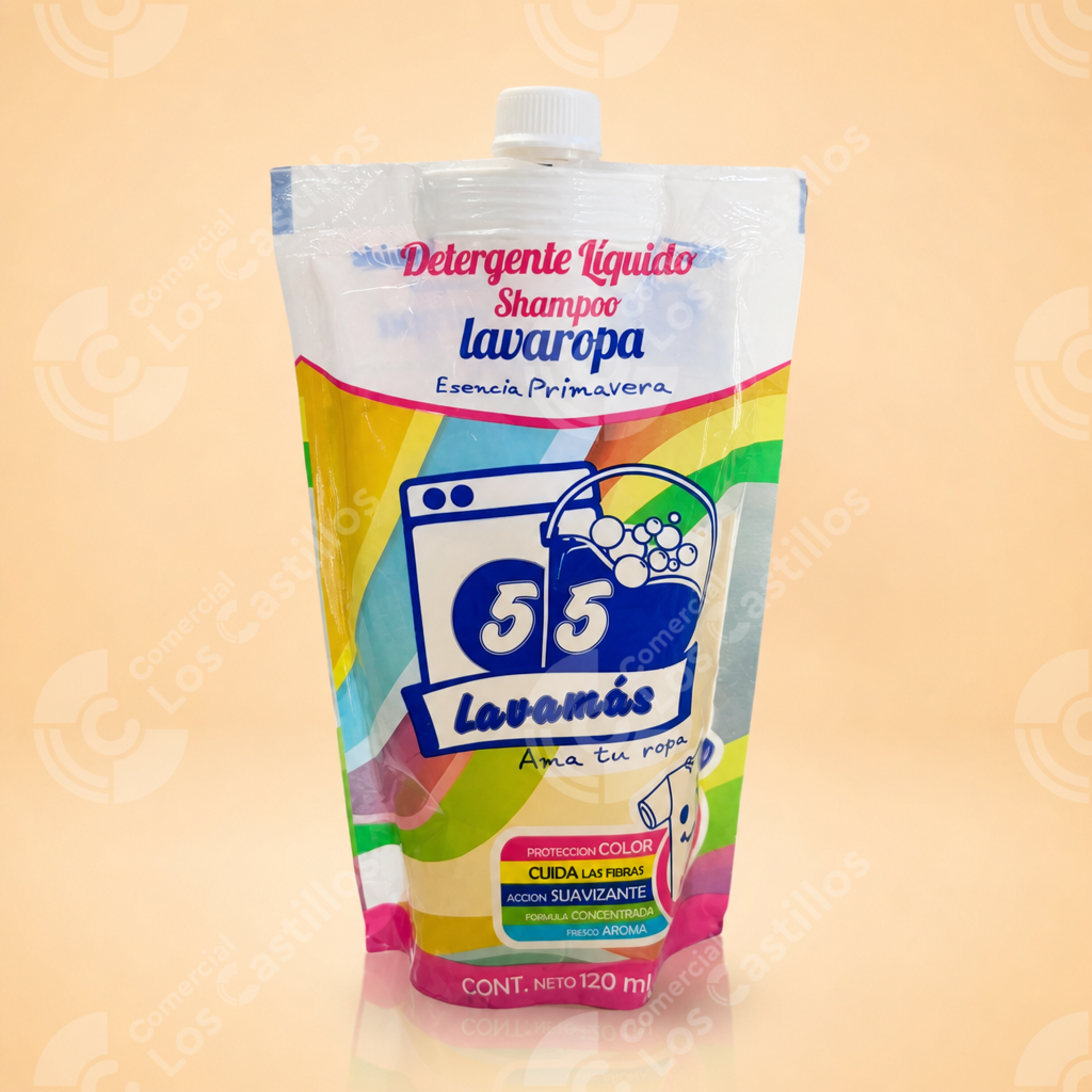101530_0 Lavamás 55 Detergente Líquido Lavaropa Primavera 120Ml - Comercial Los Castillos