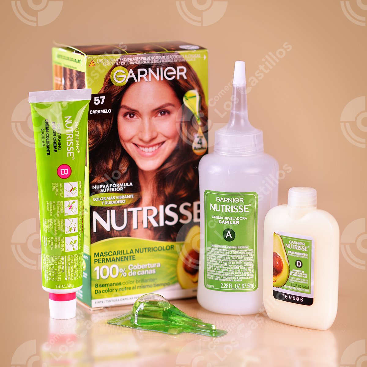 101613_0 Garnier Nutrisse Tinte Capilar N.57 Caramelo Castaño Claro - Comercial Los Castillos