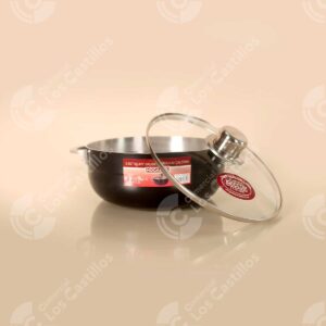 Caldero Negro 24cm con Tapa de Cristal