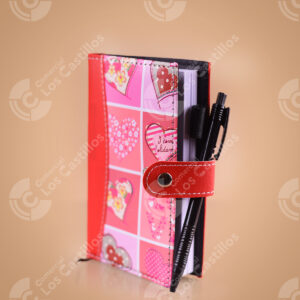Libreta con Bolígrafo Diseño Corazones