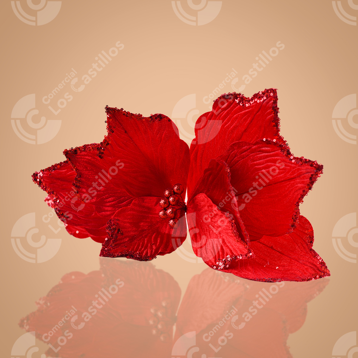 22003482_0 Flor Decorativa Navidad Roja Ax-1063 - Comercial Los Castillos