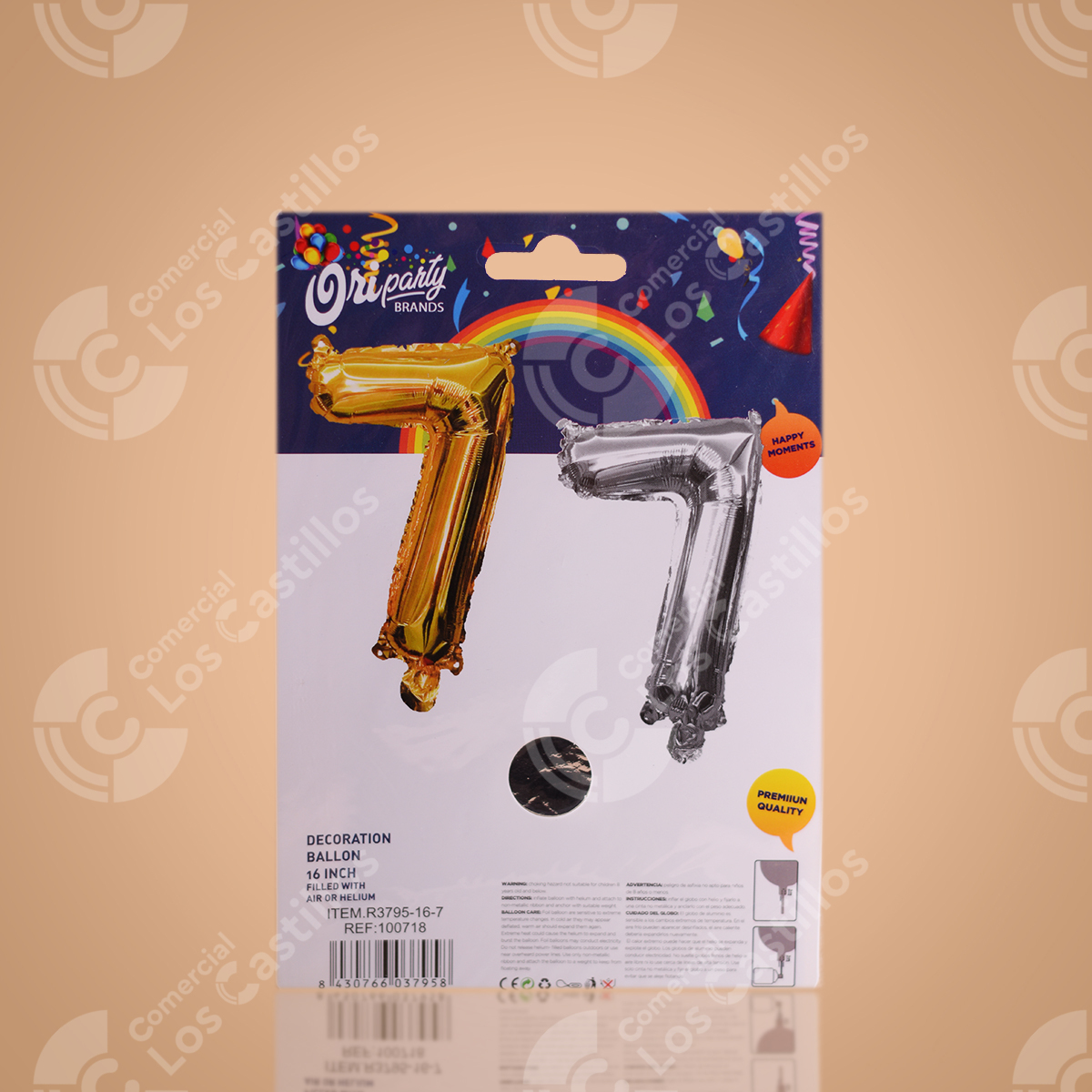 22003558_0 Globo Decorativo 16 Pulgadas Dorado/Plateado - Comercial Los Castillos