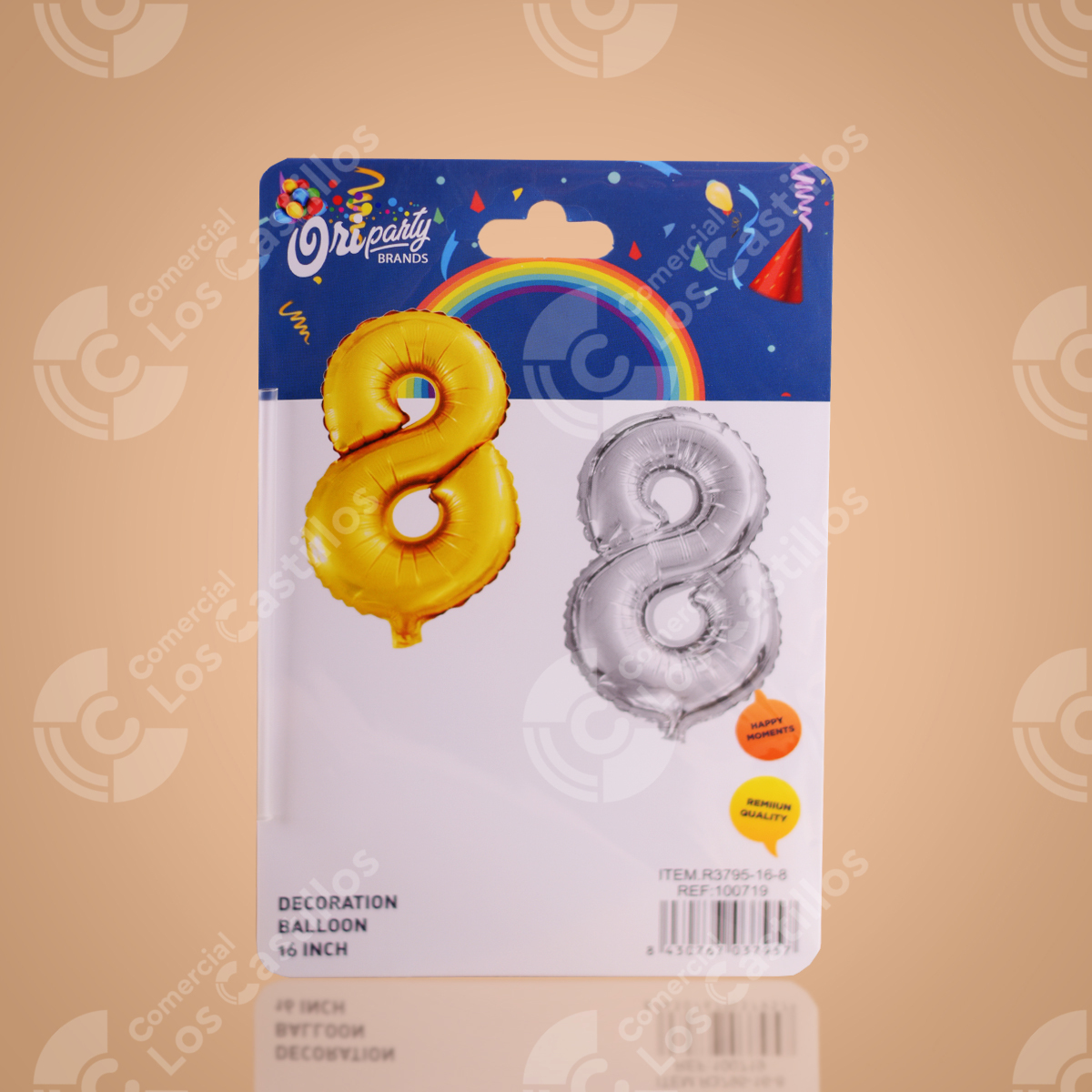 22003561_0 Globo Decorativo Número 8, 16 Pulgadas - Comercial Los Castillos