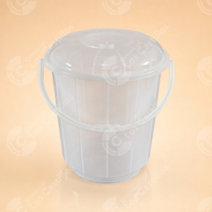 Cubeta Plástica Transparente Con Tapa Y Asa 13 Litros