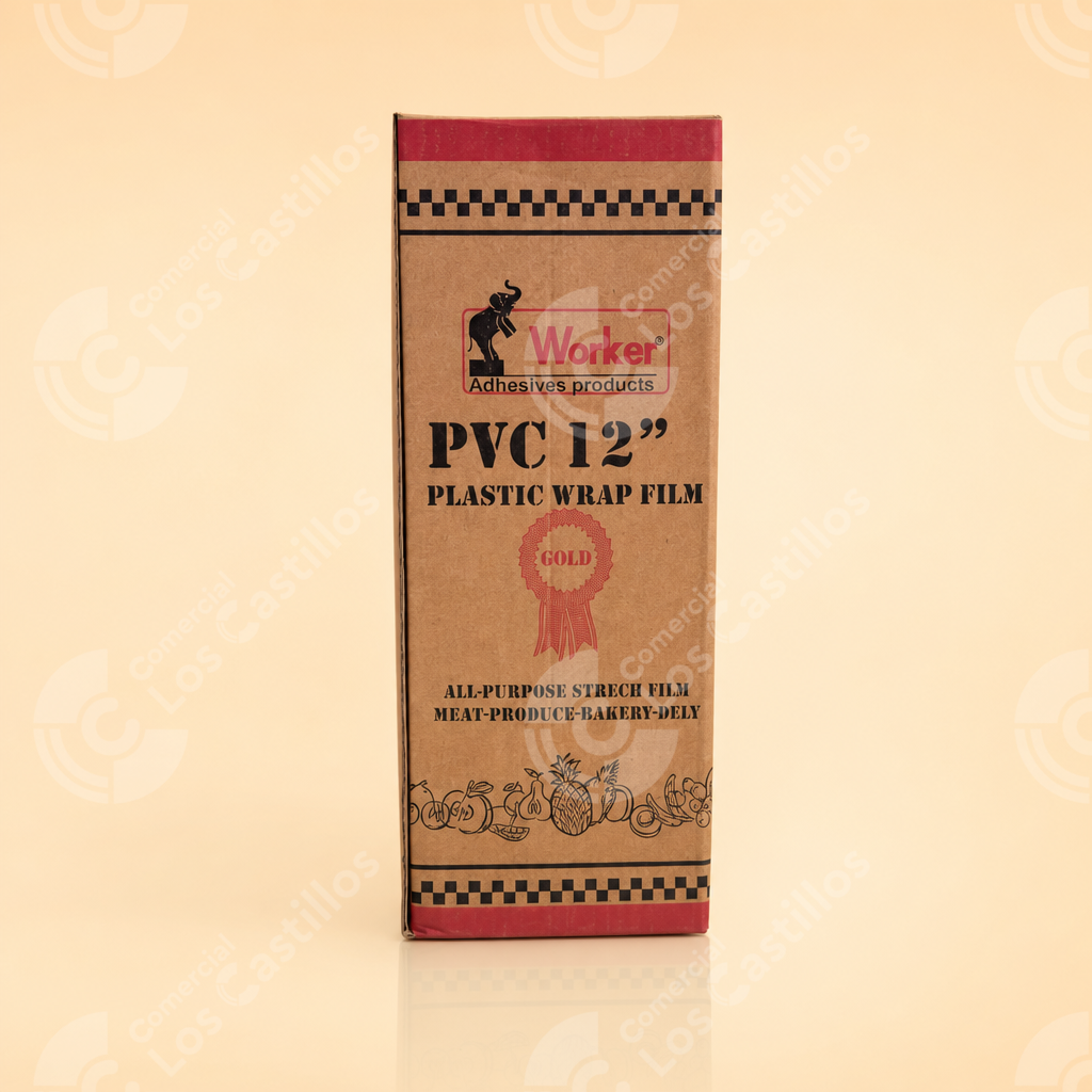 100655_0 Worker Pvc 12&Amp;Quot; Plastic Wrap Film Gold – Film Estirable - Comercial Los Castillos