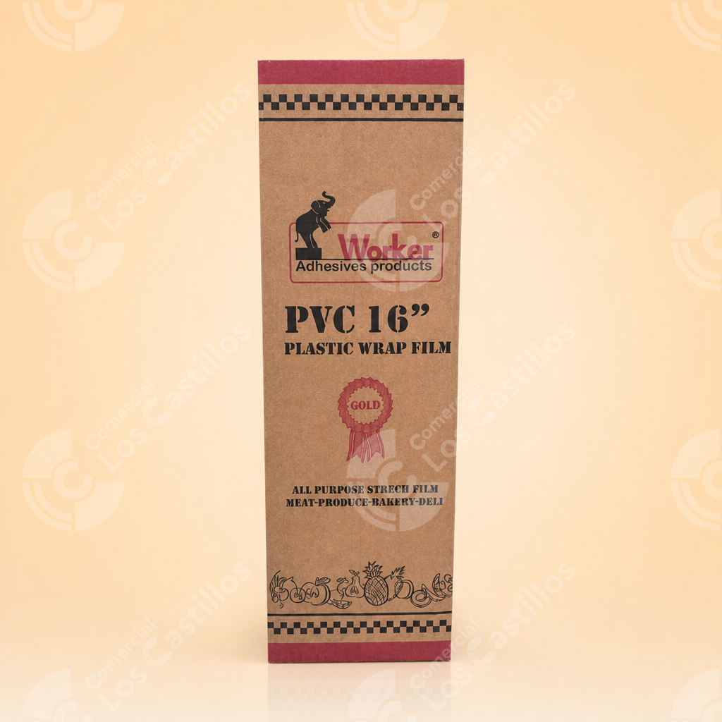 100986_0 Worker Pvc 16&Amp;Quot; Plastic Wrap Film – Film Estirable Multiuso - Comercial Los Castillos