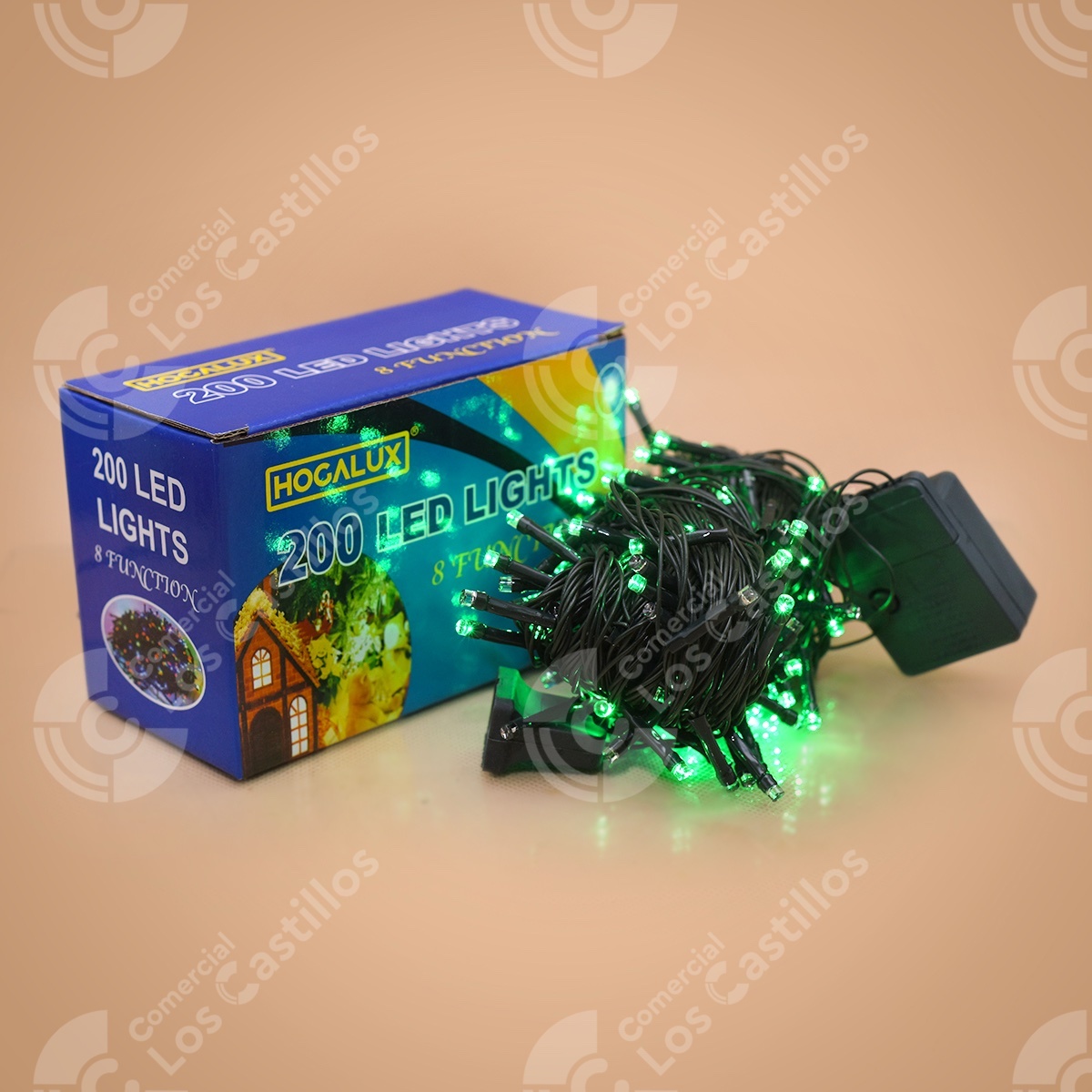 22003277_0 Hocalux Luces Navideñas Led Verde 200 Luces 8 Funciones - Comercial Los Castillos