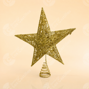 Estrella Punta De Árbol Dorada Glitter Navidad