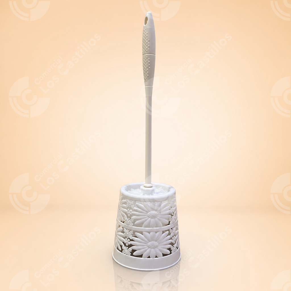 11250430_0 Cepillo de Inodoro con Diseño Floral Jumbo con Base - Comercial Los Castillos