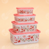 Set Cantina Rectangular 4 en 1 Diseño Floral Rosa - Comercial Los Castillos