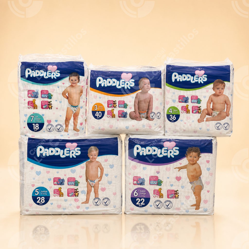 Padd_0 Pañales Paddlers – Tallas 3 al 7 (18 a 40 unidades) - Comercial Los Castillos